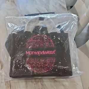Montana West Black Tote with Pink Accents